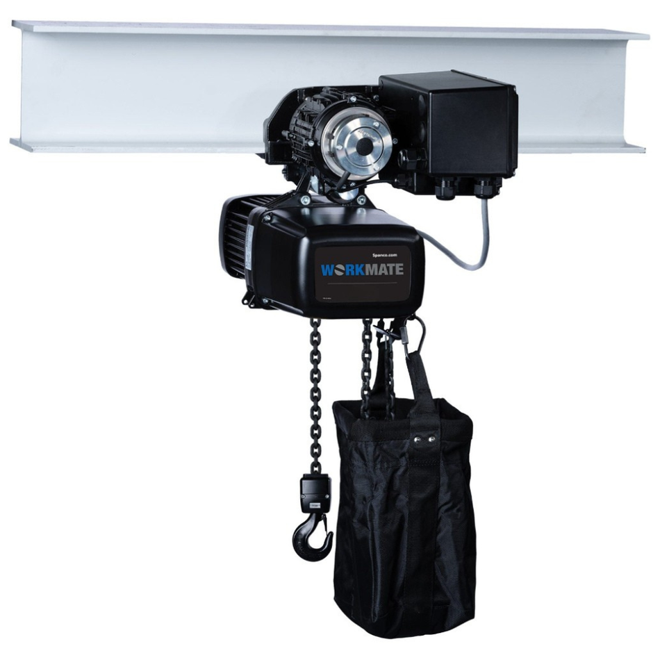 5 ton Electric Chain Hoist - Two Speed 460v Three Phase - Motorized Trolley - Spanco Workmate