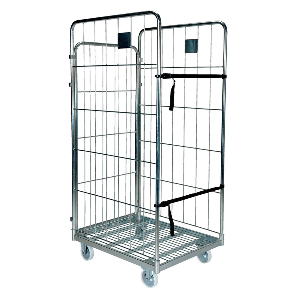 660 Lb. Galvanized Steel Foldable/Nestable Roller Container – ROL-80 – Vestil