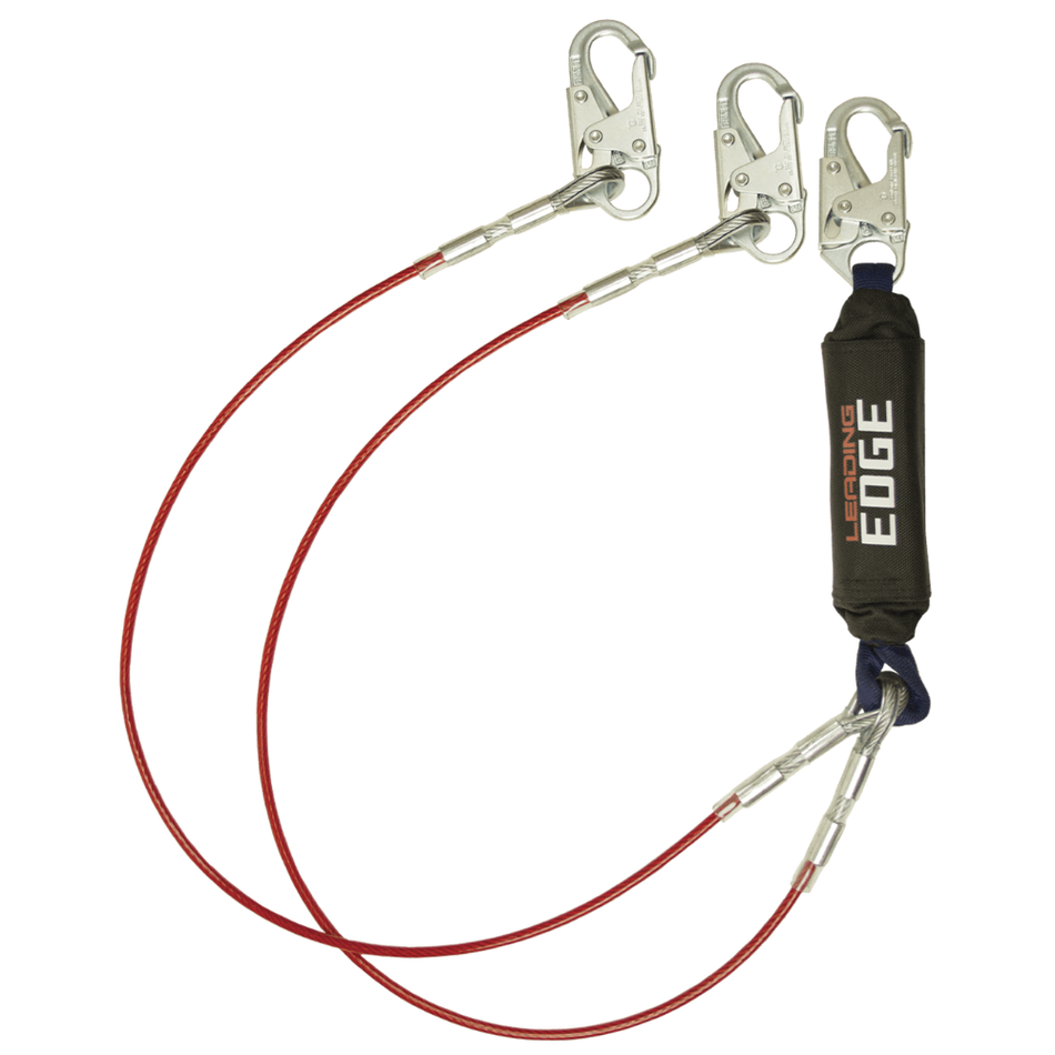 6' Leading Edge Cable Energy Absorbing Lanyard, Double-leg with Steel Snap Hooks – 8354LEY – FallTech