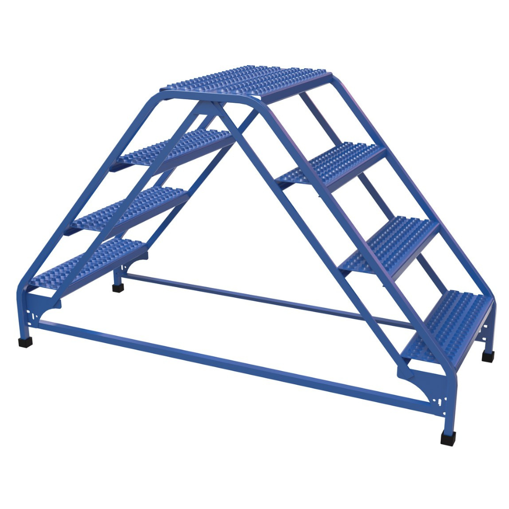 Spring Round Ladder Spring Loaded Caster Double Sided Ladder - 4 Step - No Handrails - Ves ...