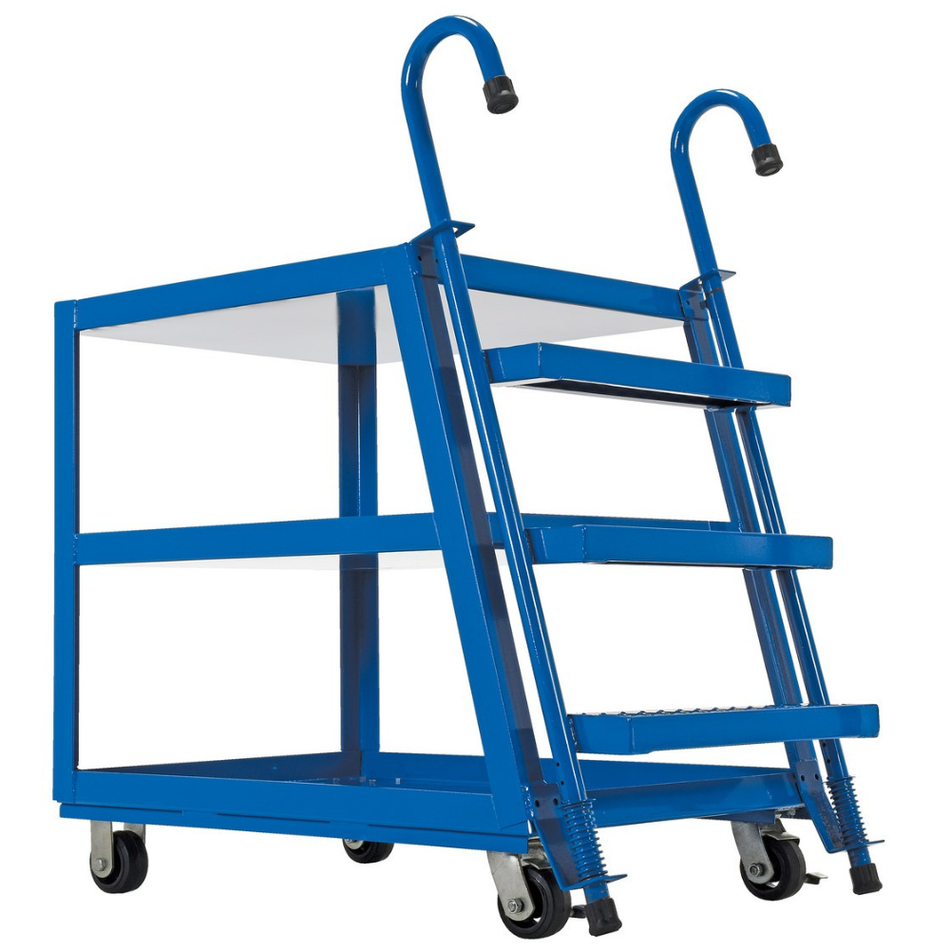 1,000 lb Steel Stock Picker 3 Shelf with Rubber On Steel Casters – SPS3-2848-6MR – Vestil