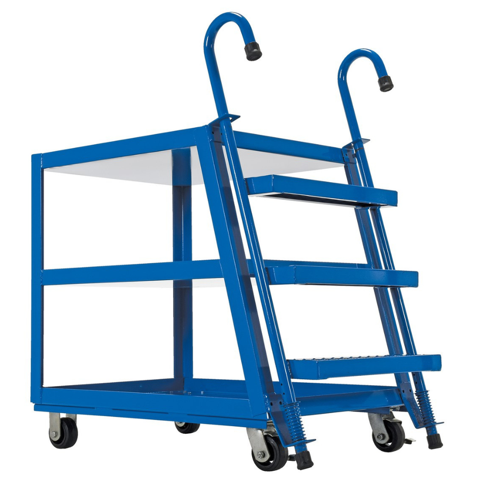 1,000 lb Steel Stock Picker 3 Shelf with Polyurethane On Steel Casters – SPS3-2236-5PU – Vestil