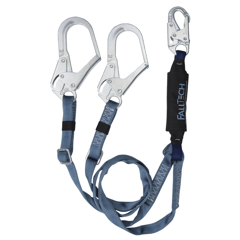 6' ViewPack® Adjustable Energy Absorbing Lanyard, Double-leg with Steel Rebar Connectors – 826073ADJ – FallTech