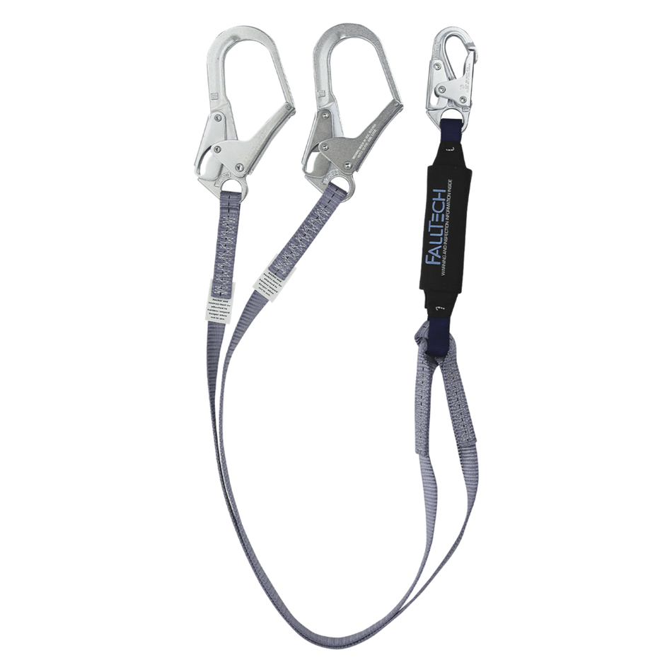 6' ViewPack® Energy Absorbing Lanyard, Double-leg with Steel Rebar Connectors – 8260733FT – FallTech