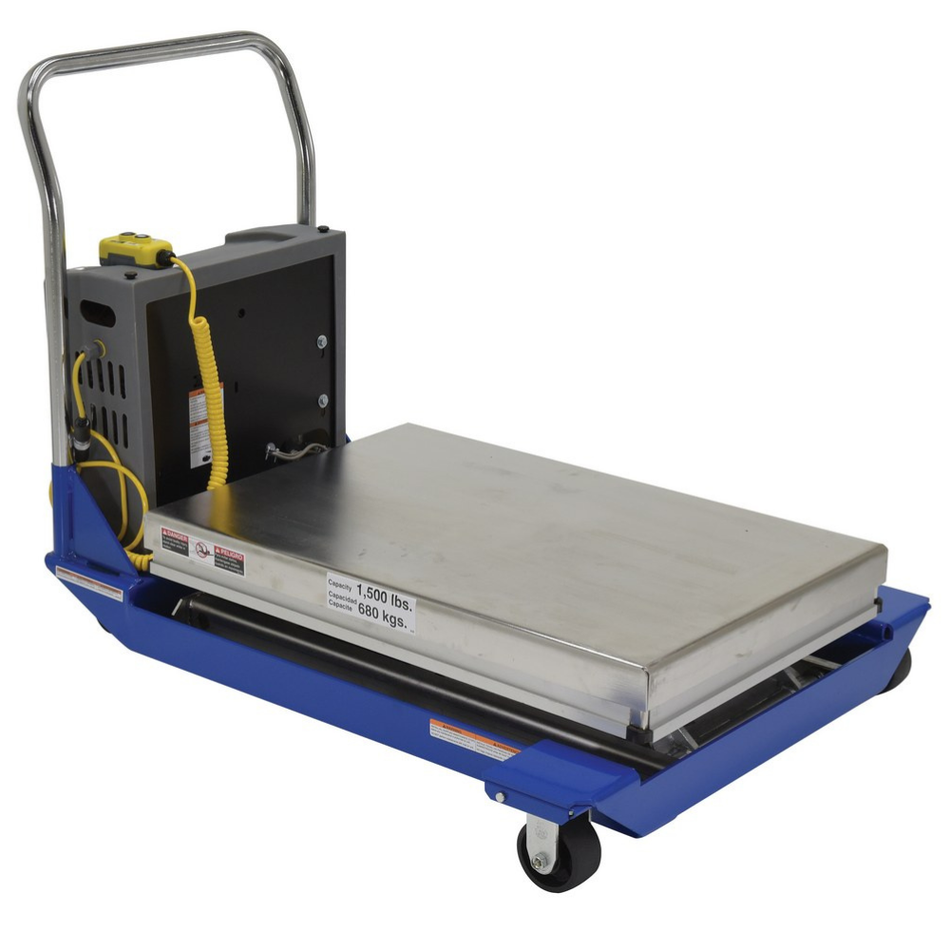 1500 Lb. Partially Stainless Steel Foot Pump Powered Scissor Cart – CART-40-15-M-PSS – Vestil