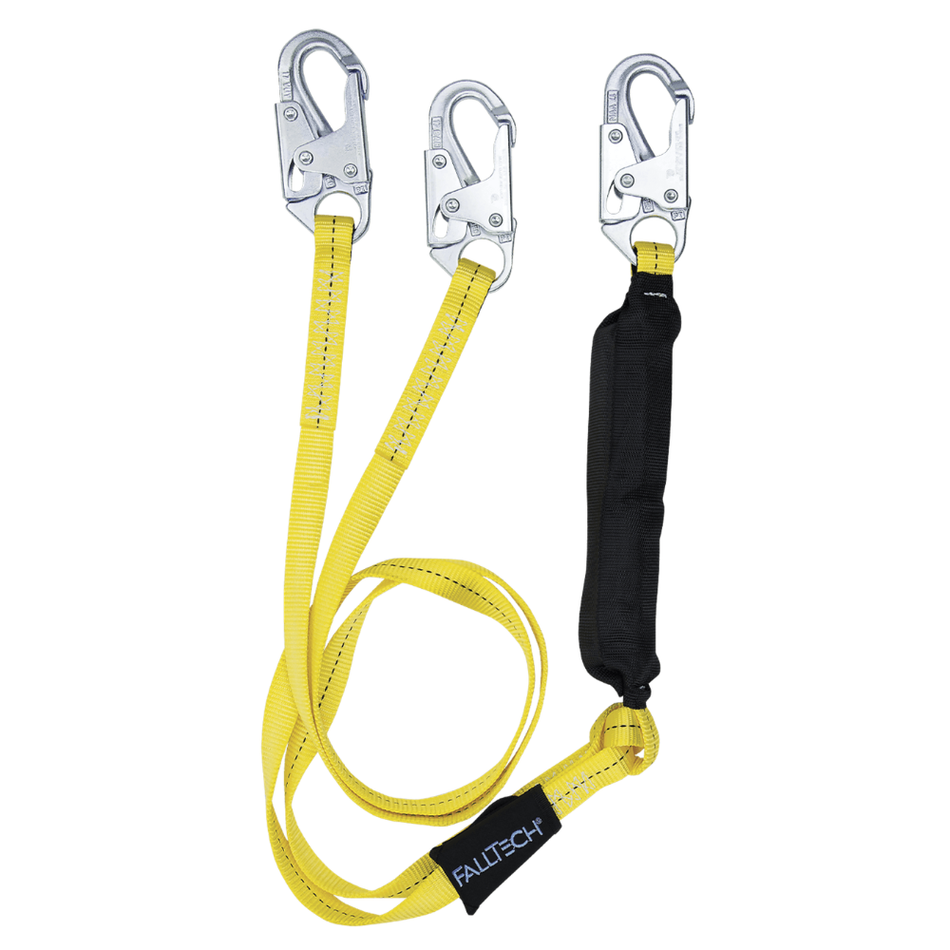 6' Soft Pack FT Basic® Energy Absorbing Lanyard, Double-leg with Steel Snap Hooks – 8256LTY – FallTech