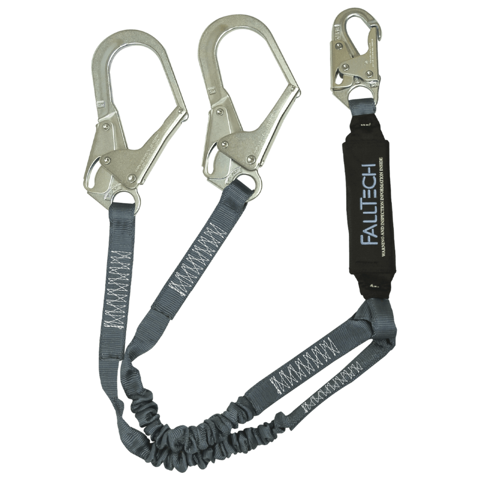 4.5' to 6' ViewPack® Elastic Energy Absorbing Lanyard, Double-leg with Steel Connectors – 8256ELY3 – FallTech