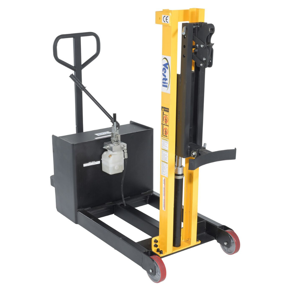 700 Lb. Steel Manual Drive Manual Lift Counter Balanced Drum Stacker – DRLT-CB-54-MDML – Vestil