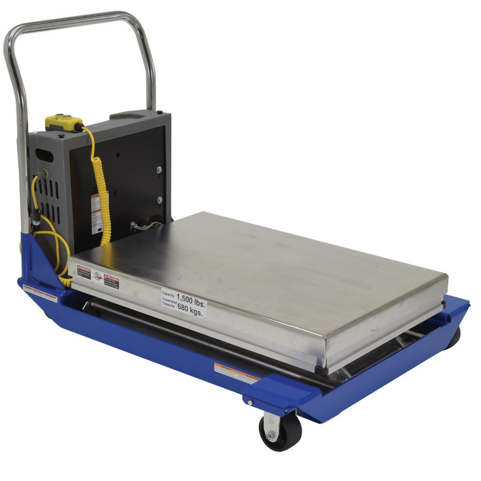 1500 Lb. Partially Stainless Steel DC Powered Scissor Cart - CART-24-15-DC-PSS - Vestil