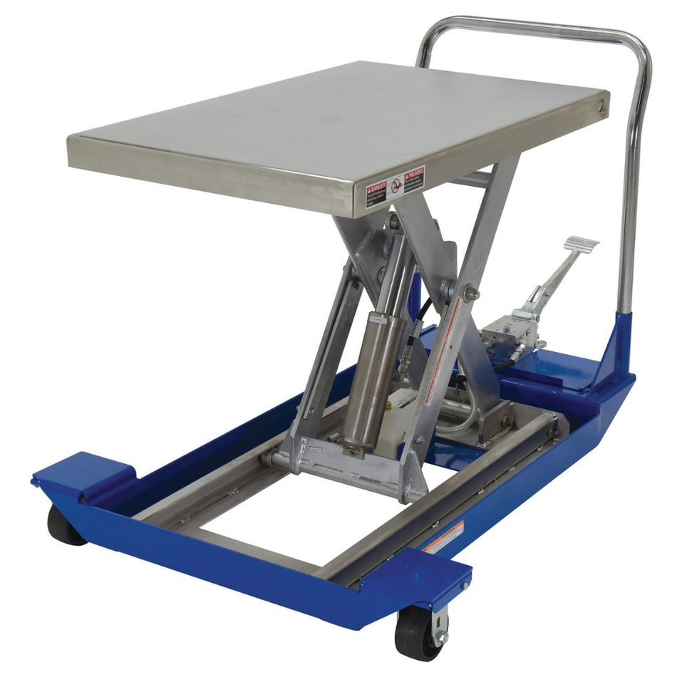 1000 Lb Partially Stainless Steel Foot Pump Scissor Cart - CART-24-10-M-PSS - Vestil