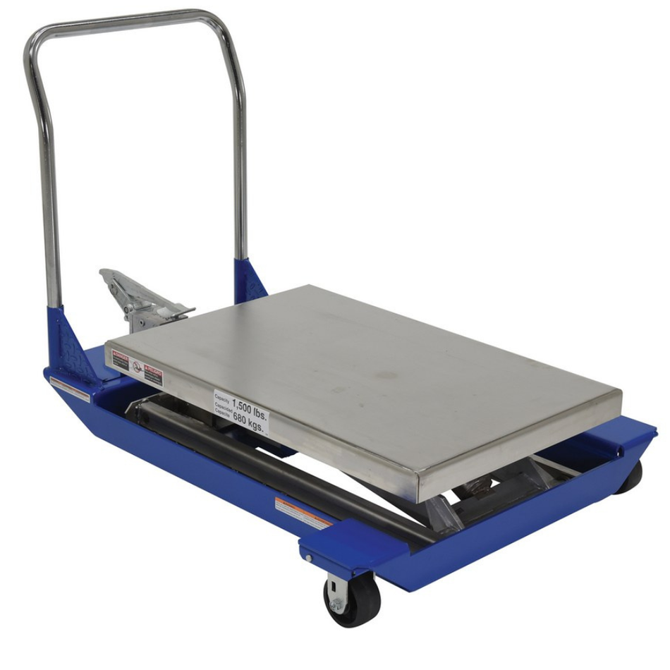 1500 Lb. Partially Stainless Steel Foot Pump Scissor Cart - CART-23-15-M-PSS - Vestil