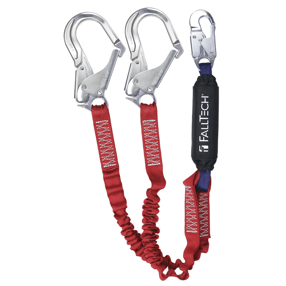 6' Ironman® 12' Free Fall Elasticated Energy Absorbing Lanyard, Double-leg with Aluminum Connectors – 8247EY3A – FallTech