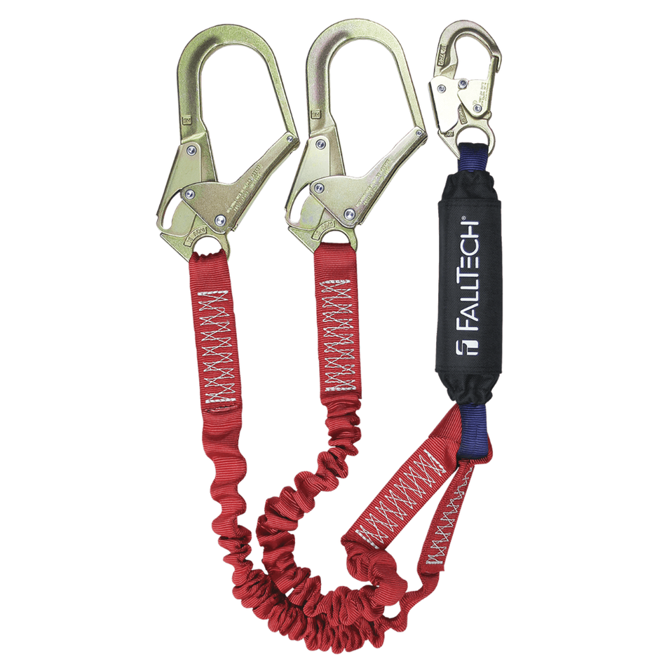 6' Ironman® 12' Free Fall Elasticated Energy Absorbing Lanyard, Double-leg with Steel Connectors – 8247EY3 – FallTech
