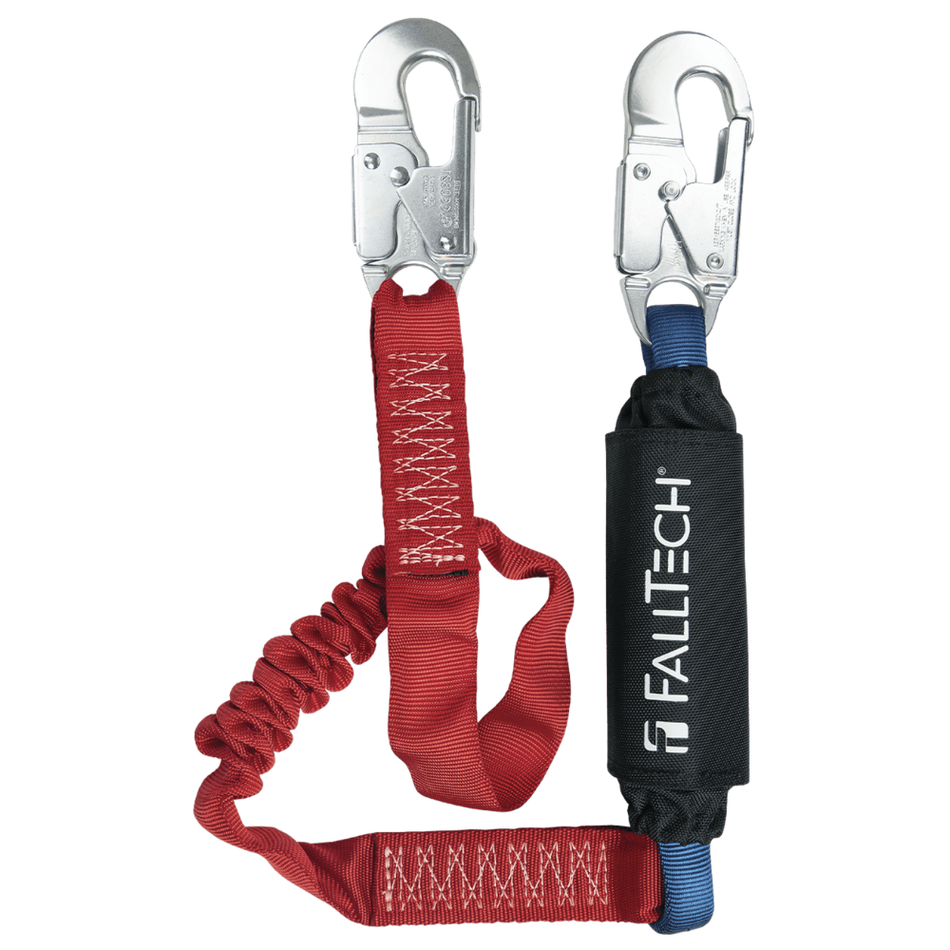 6' Ironman® 12' Free Fall Elasticated Energy Absorbing Lanyard, Single-leg with Aluminum Snap Hooks – 8247EA – FallTech