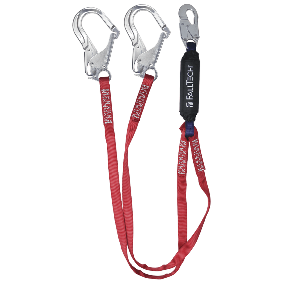 6' Ironman® 12' Free Fall Energy Absorbing Lanyard, Double-leg with Aluminum Connectors – 8247BY3A – FallTech