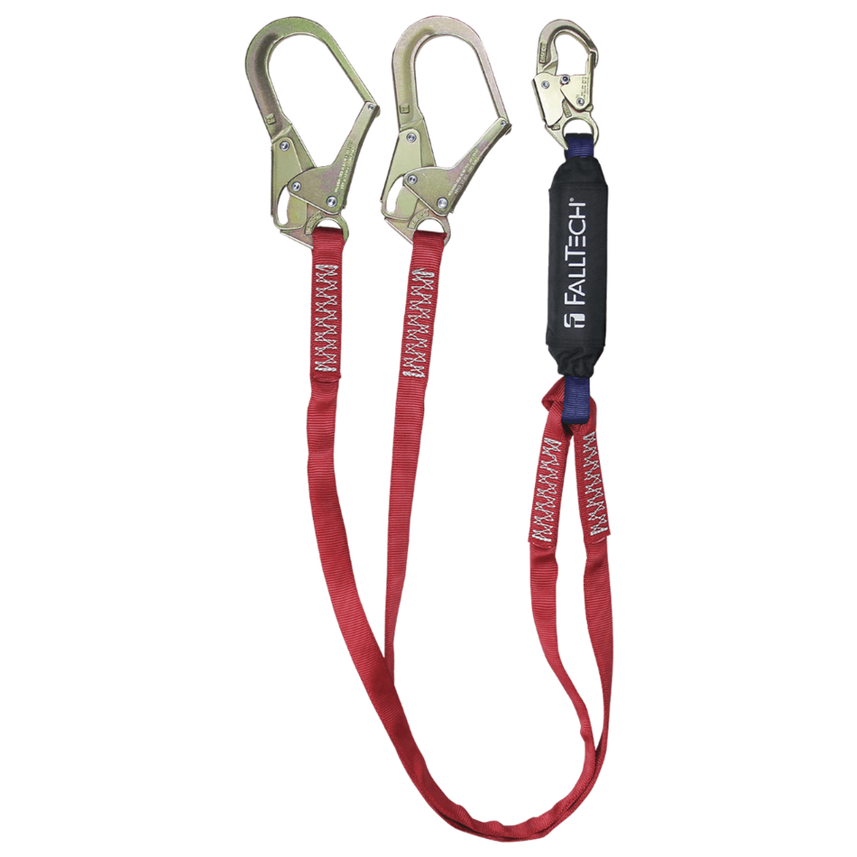 6' Ironman® 12' Free Fall Energy Absorbing Lanyard, Double-leg with Steel Connectors – 8247BY3 – FallTech