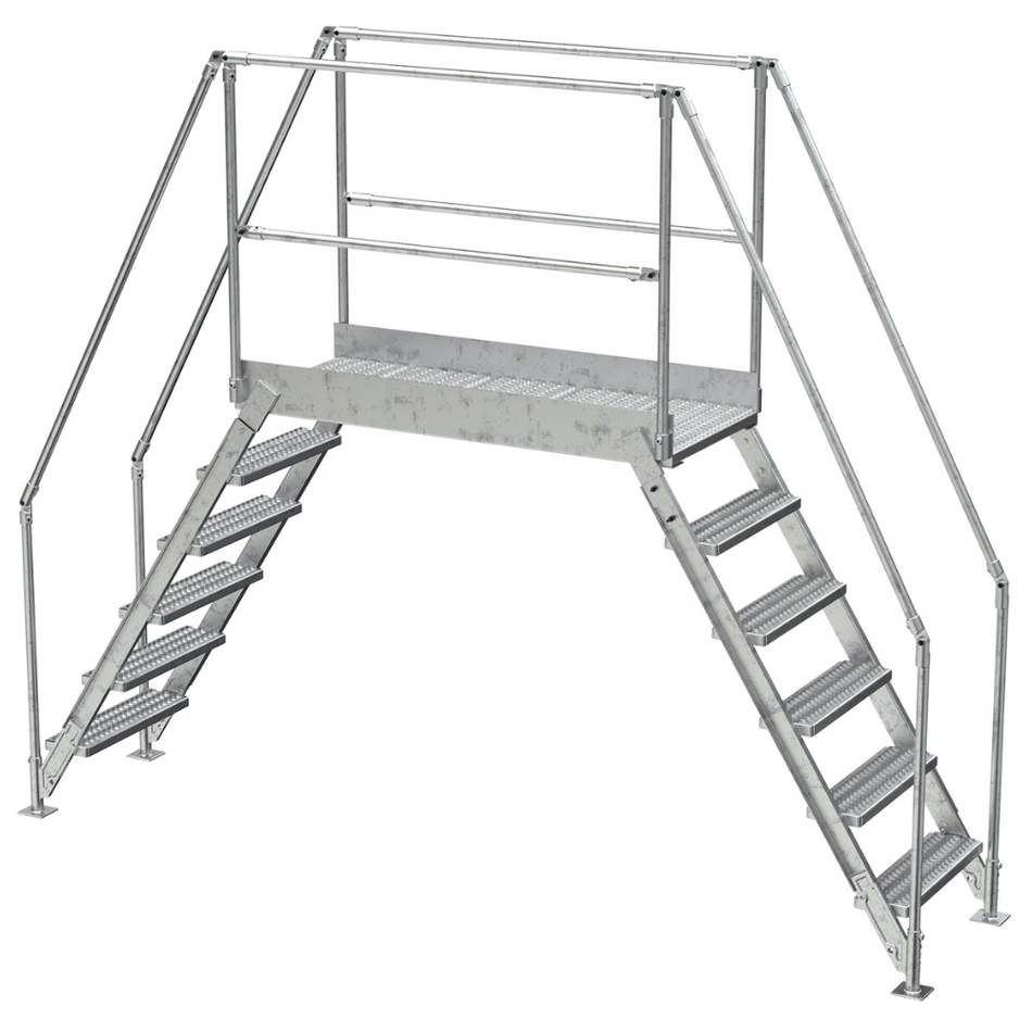 Crossover Ladder - 6 Step, 60" Platform - Aluminum - Vestil
