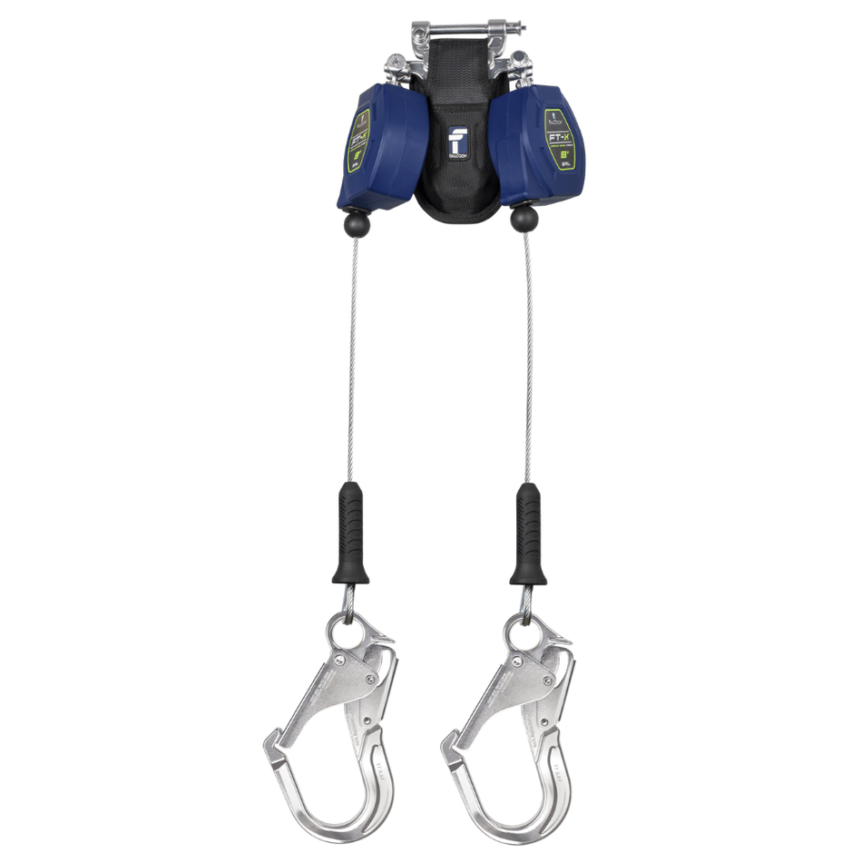 8' FT-X® Cable Class 2 Leading Edge Personal SRL-P, Twin-leg with Aluminum Rebar Hooks with SpeedLink™– 82808TP5 – FallTech