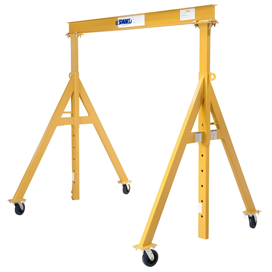 5 ton Steel Gantry Crane, 10'-0" Span, 15-10" Height Under Beam, Adjustable Height