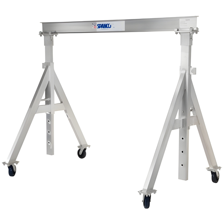 3 ton Aluminum Gantry Crane, 8'-0" Span,12-2" Height Under Beam, Adjustable Height