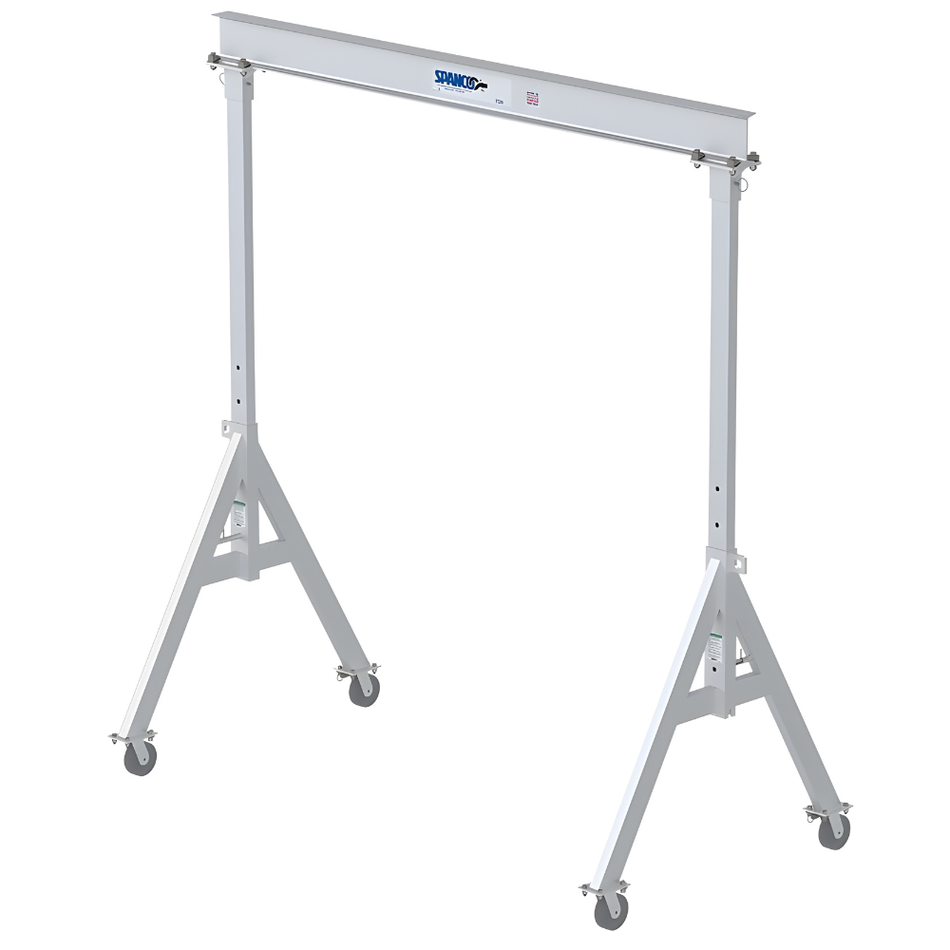 1 ton Aluminum Gantry Crane, 12'-0" Span, 12-1" Height Under Beam, Adjustable Height