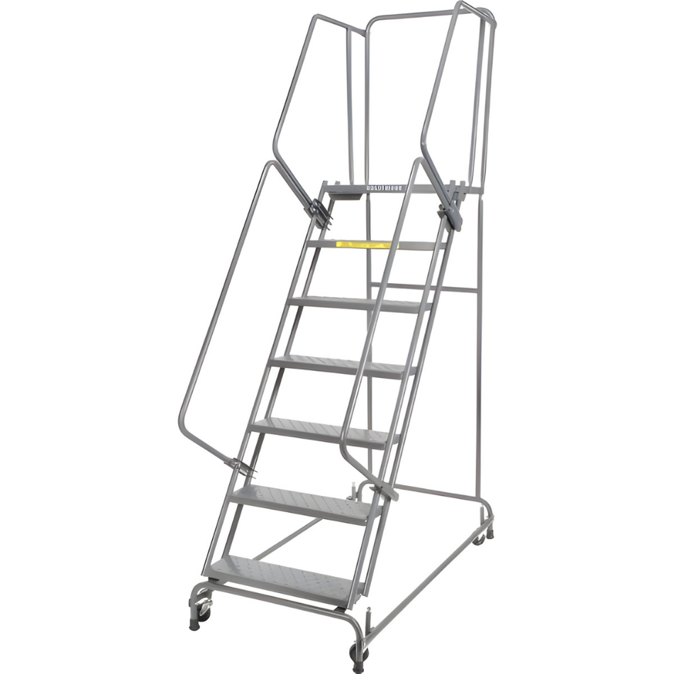 Spring Loaded Caster Ladder - 7 Step, Handrails - Ballymore