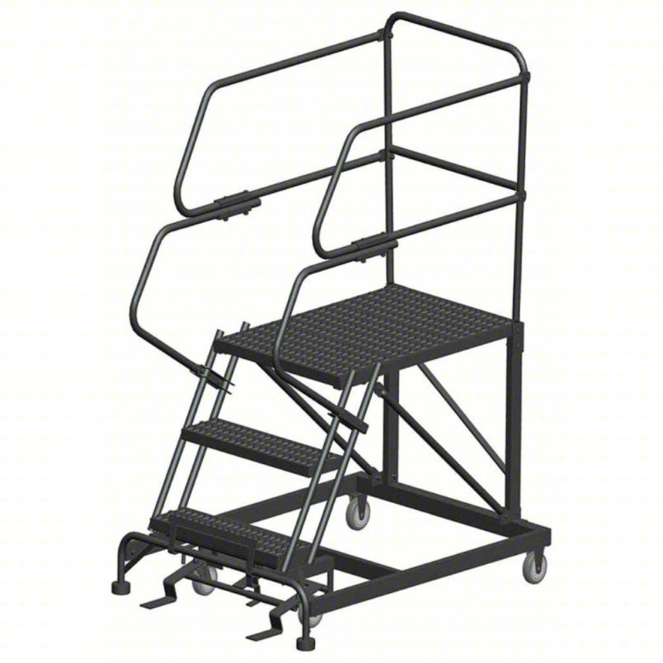 Mobile Work Platform - Heavy Duty - 3 Step, Handrails - Ballymore