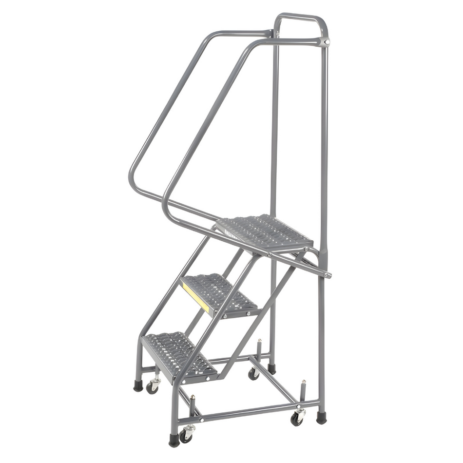 Spring Loaded Caster Ladder - 3 Step, Handrails - Ballymore