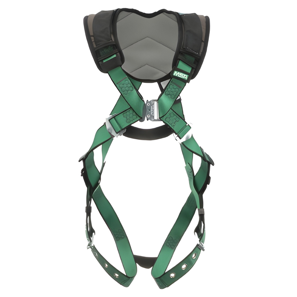 V-FORM+ Safety Harness - Shoulder/Back Padding - Tongue Buckle Leg Straps, Back D-Ring - MSA