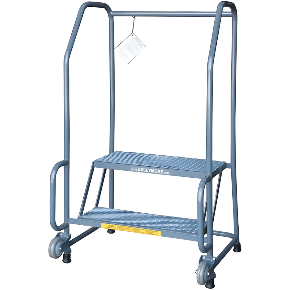 Spring Loaded Caster Ladder - 2 Step, Handrails - Ballymore