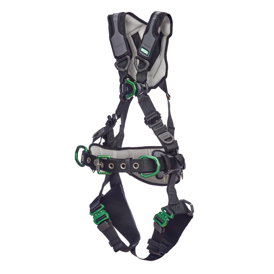 V-FLEX Construction Safety Harness - Quick-Connect Leg Straps, Back, Chest & Hip D-Ring, Shoulder & Leg Padding - MSA