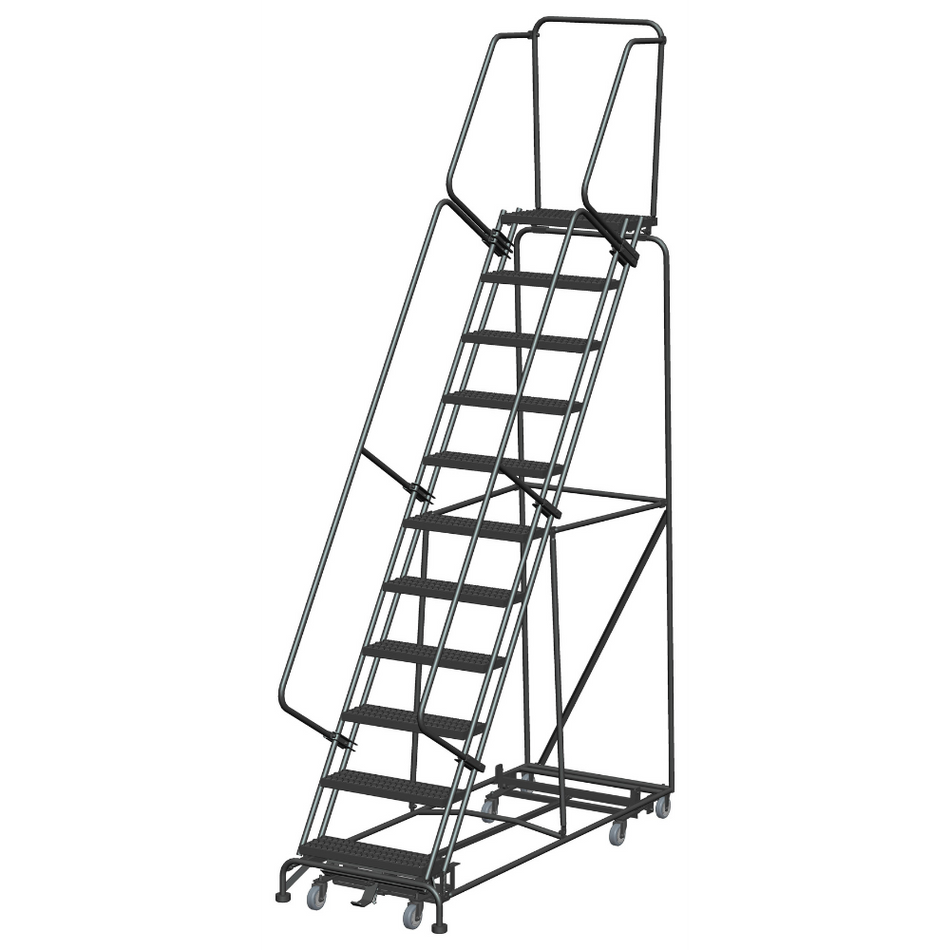Rolling Ladder - Weight-Actuated, All Direction - 11 Step, Handrails - Ballymore