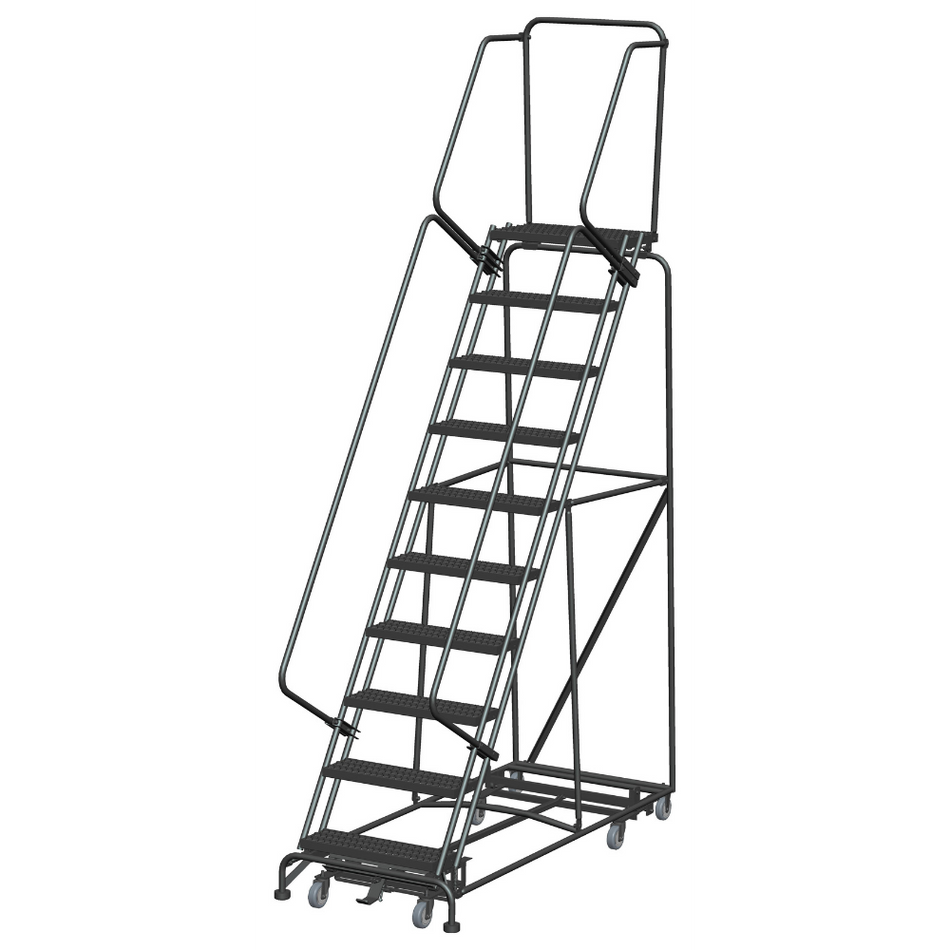 Rolling Ladder - Weight-Actuated, All Direction - 10 Step, Handrails - Ballymore