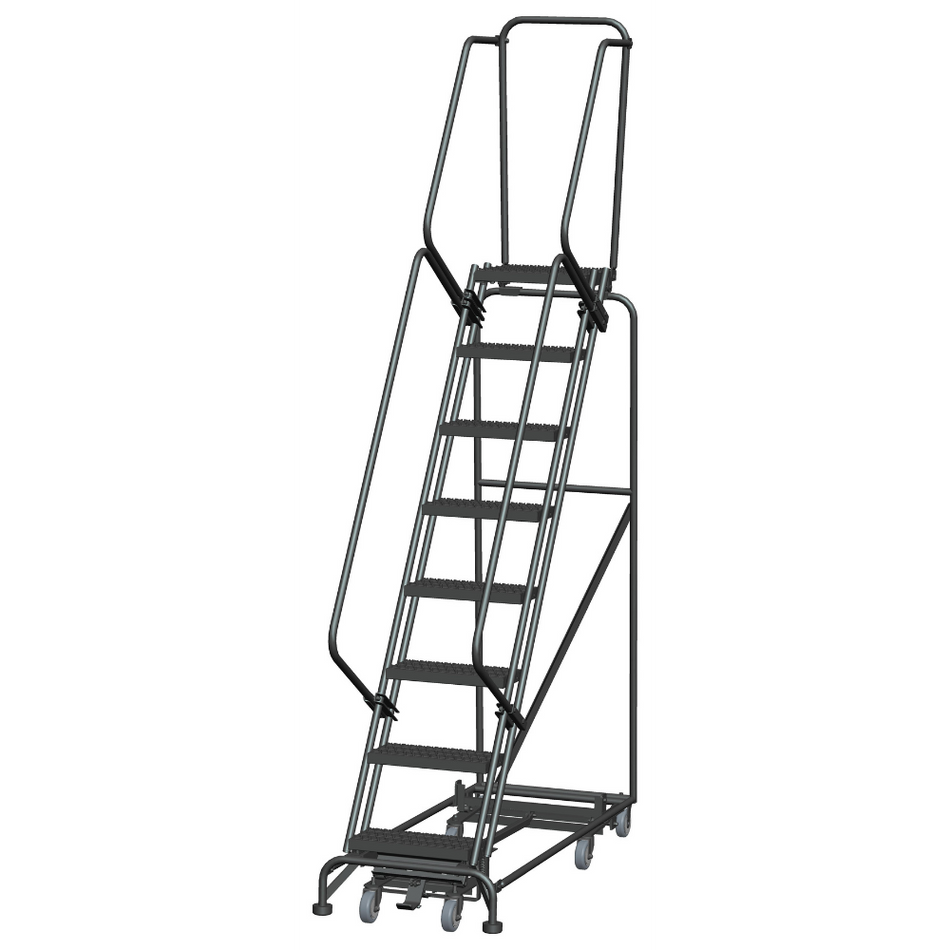 Rolling Ladder - Weight-Actuated, All Direction - 8 Step, Handrails - Ballymore