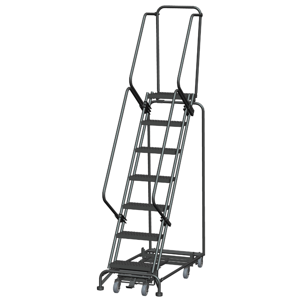 Rolling Ladder - Weight-Actuated, All Direction - 7 Step, Handrails ...