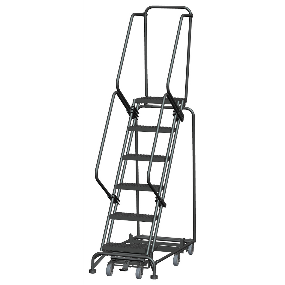Rolling Ladder - Weight-Actuated, All Direction - 6 Step, Handrails - Ballymore