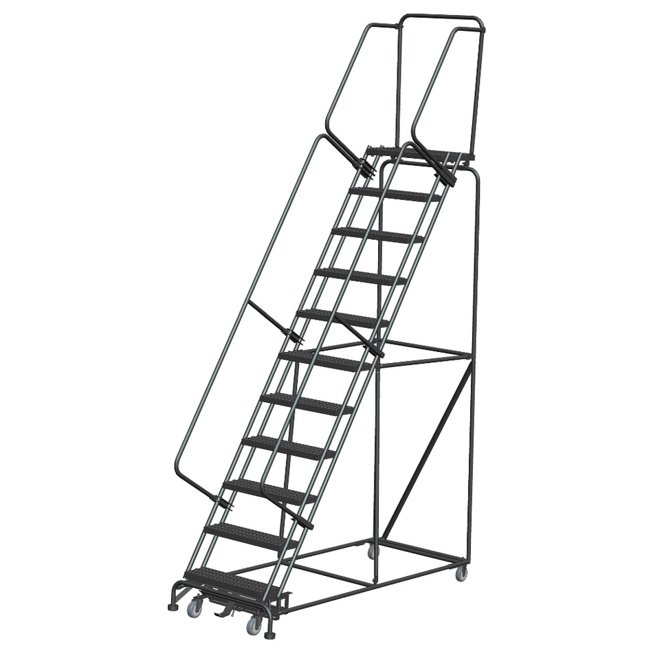 Rolling Ladder - Weight-Actuated - 11 Step, Handrails - Ballymore