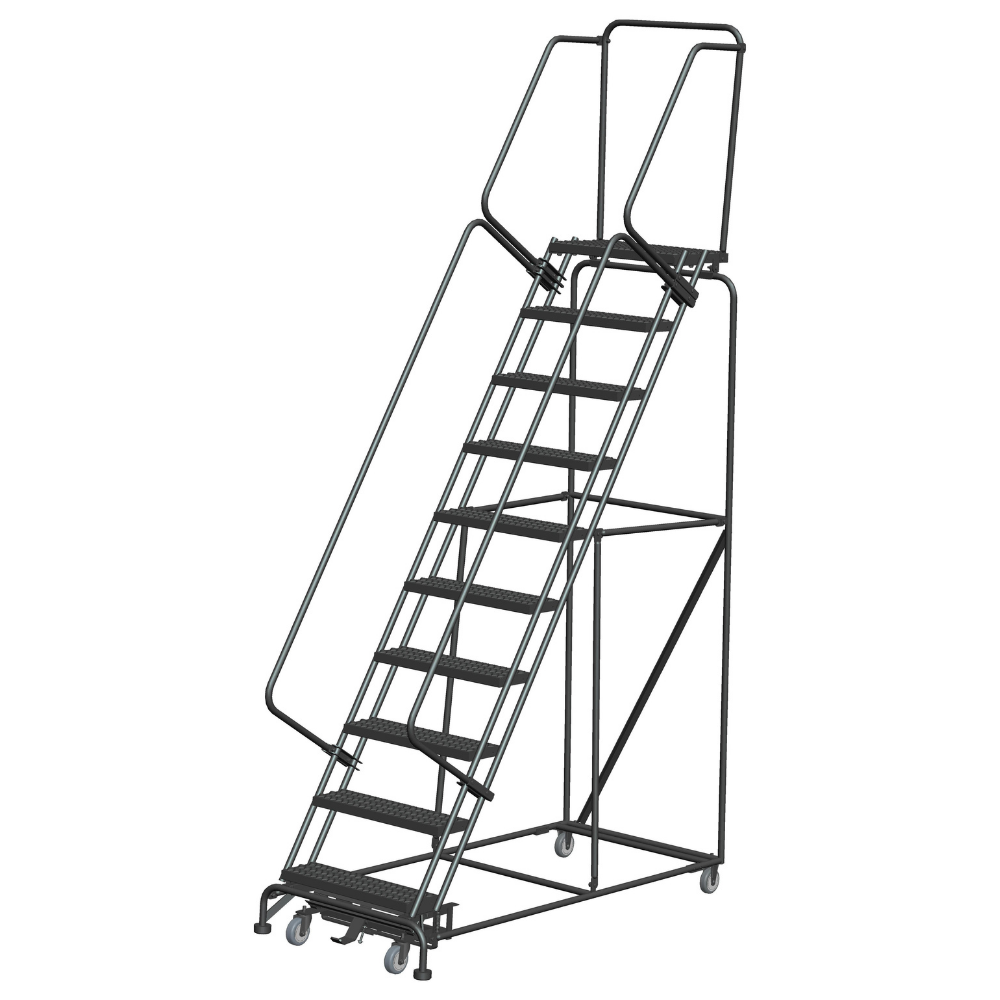 Rolling Ladder - Weight-Actuated - 10 Step, Handrails - Ballymore ...