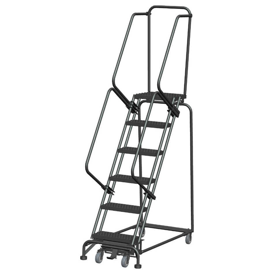 Rolling Ladder - Weight-Actuated - 6 Step, Handrails - Ballymore
