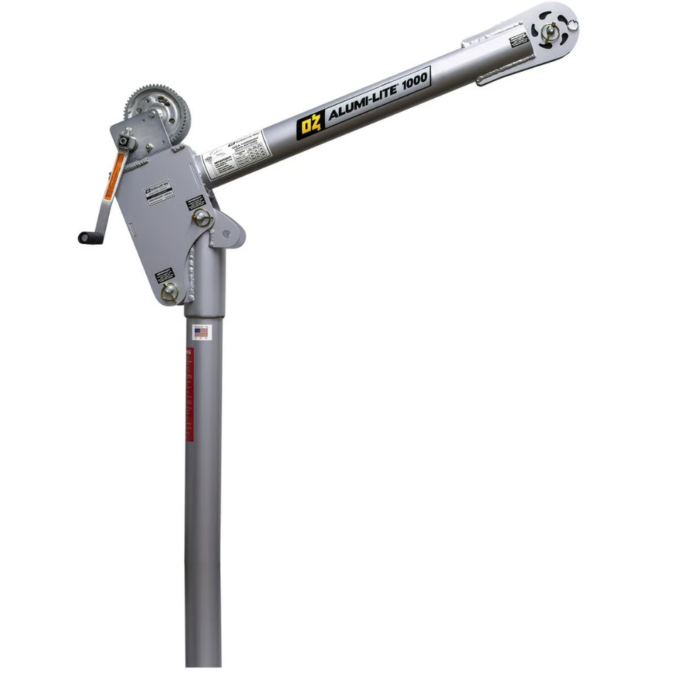 Alumi-Lite Series Davit Crane - 1000lb Capacity - Manual Winch - OZ Lifting