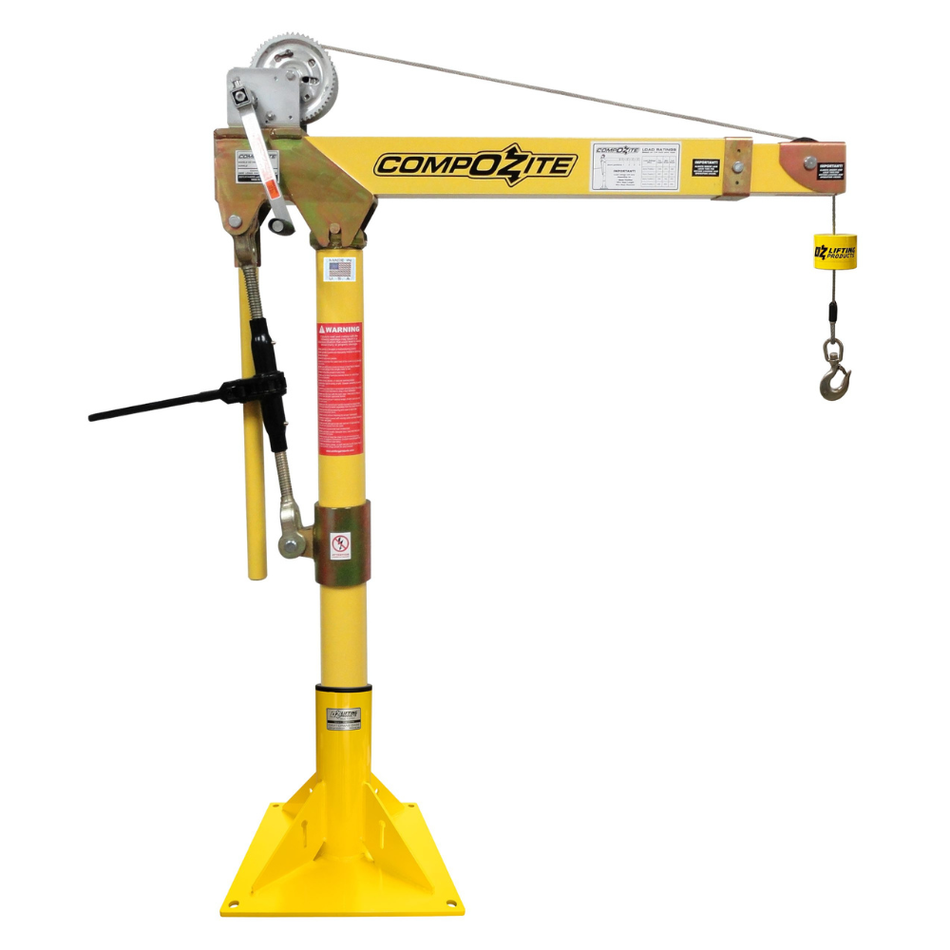 CompOZite Davit Crane - 1200lb Capacity - Carbon Steel Brake Winch - OZ Lifting