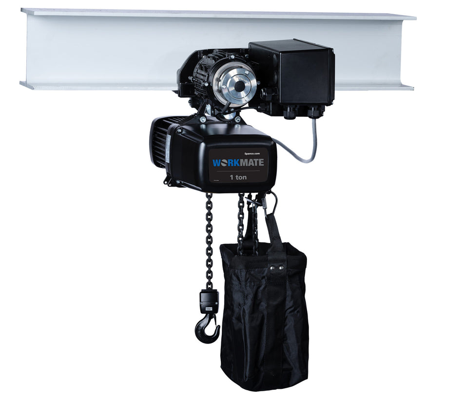 3 ton Electric Chain Hoist - Two Speed 460v Three Phase - Motorized Trolley - Spanco Workmate