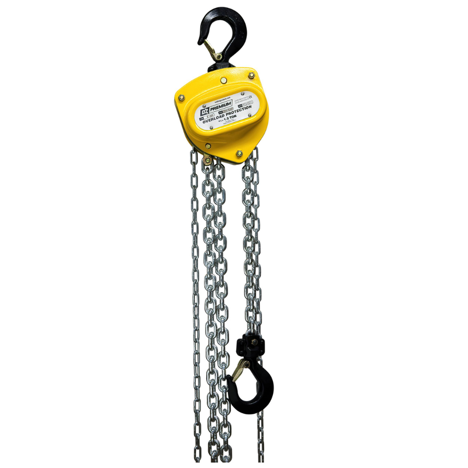 1.5 T Premium Chain Hoist with 10 ft Lift & Overload Protection - OZ015-10CHOP - OZ Lifting