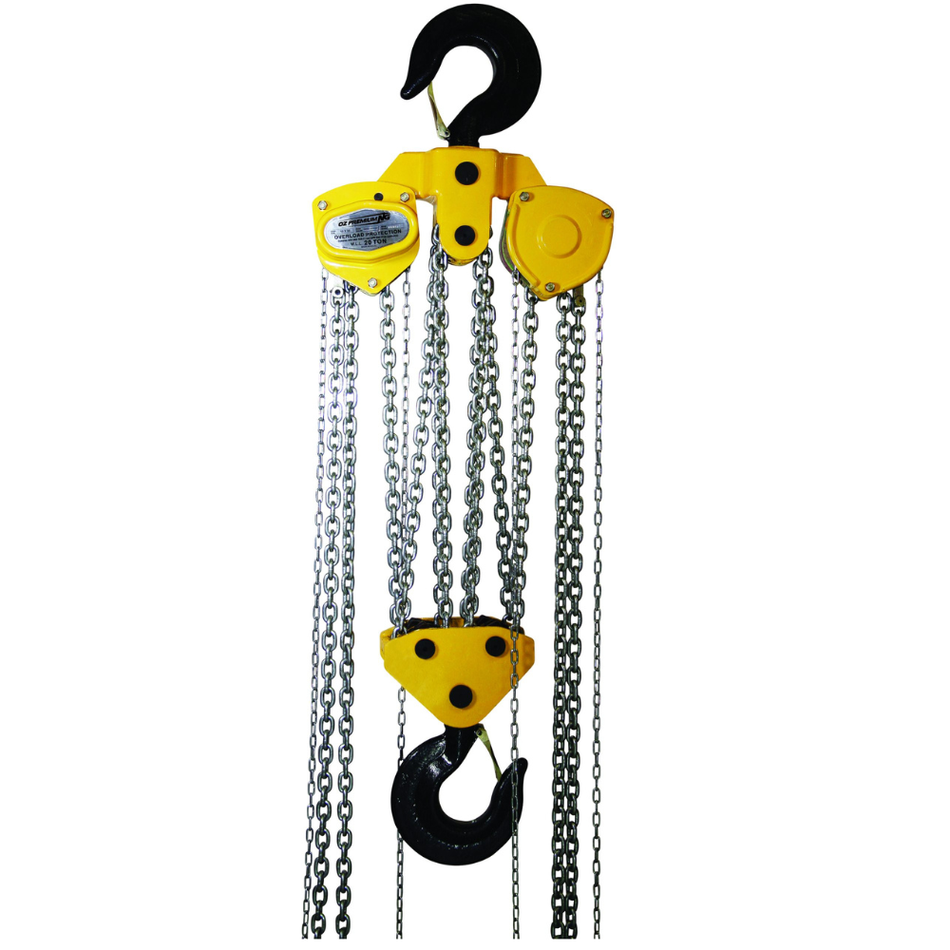 20 T Premium Chain Hoist with 10 ft Lift & Overload Protection - OZ200-10CHOP - OZ Lifting