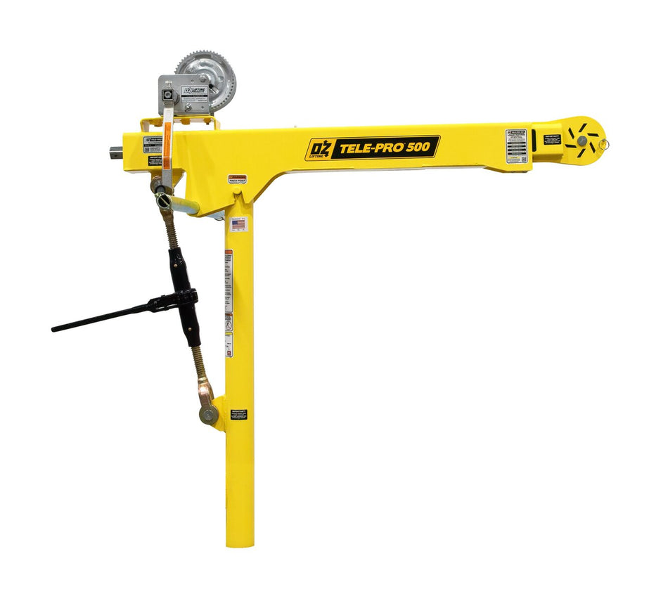 Tele-Pro Davit Crane - 500lb Capacity - Carbon Steel Brake Winch - OZ Lifting