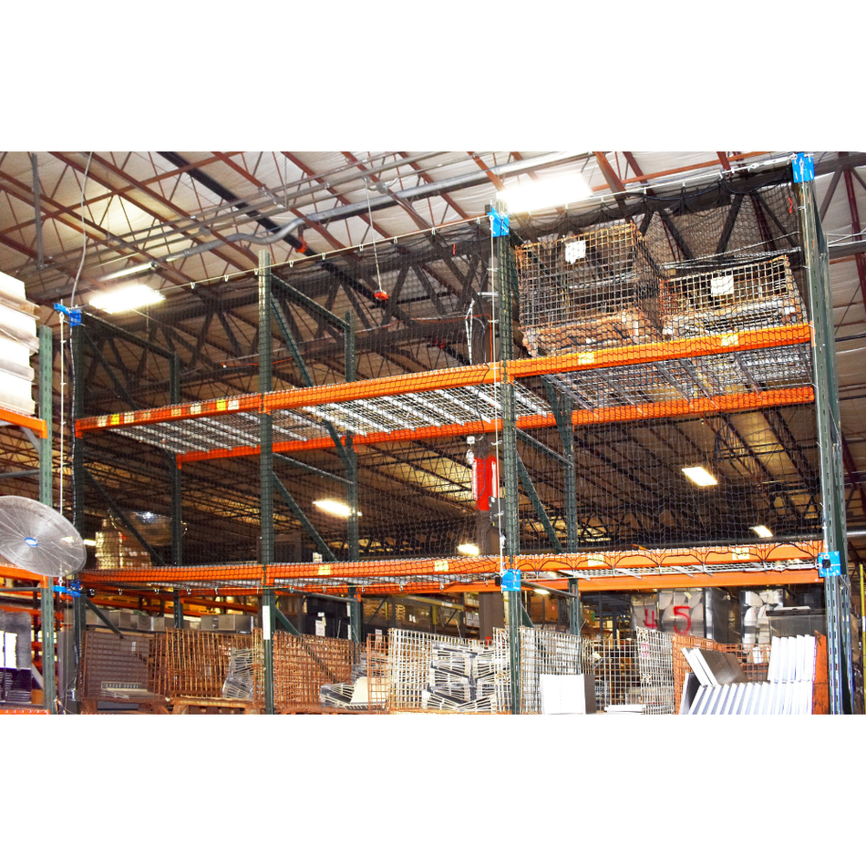 Rack Netting w/ Offset Brackets - 9ft Width - 4" Netting - Eagle Material Handling