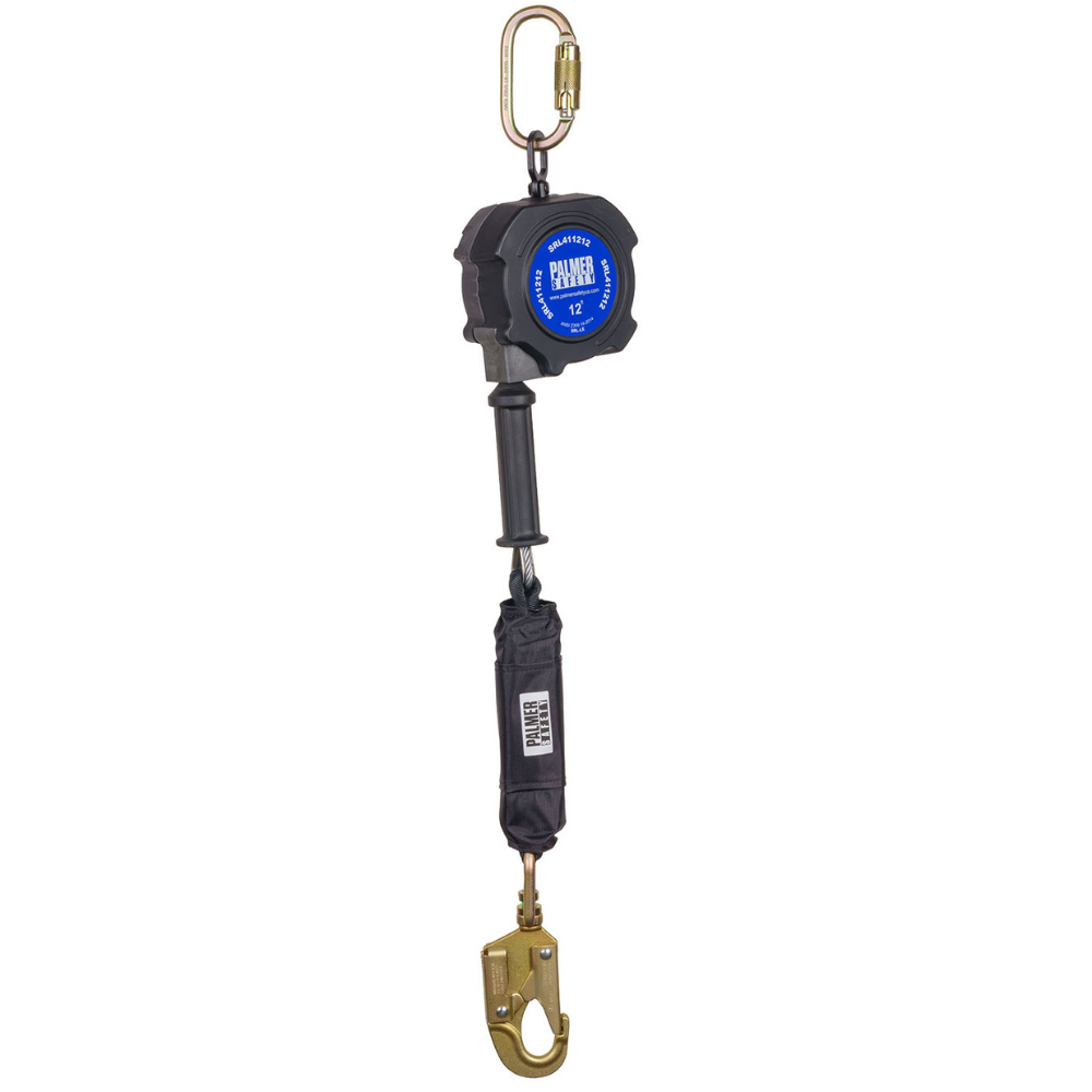 12 ft LE Self-Retracting Lifeline, Galvanized Cable w/ Snaphook - Palm ...