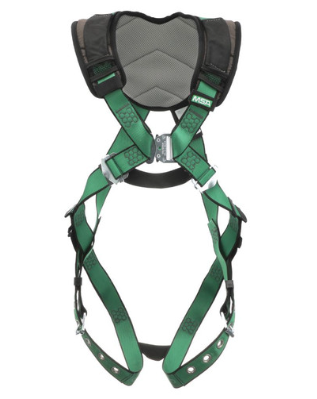 V-FORM+ Safety Harness - Shoulder/Back Padding - Tongue Buckle Leg Straps, Back D-Ring - MSA