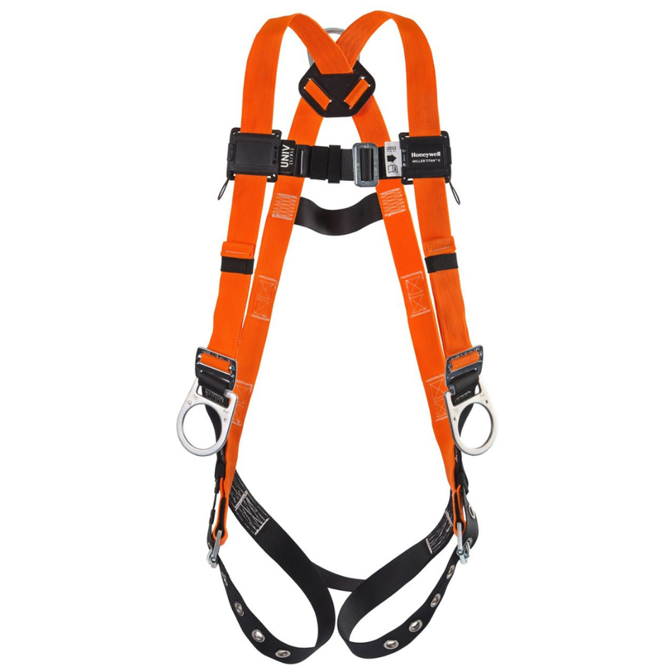 Titan II Non-Stretch Harness - Tongue Buckle Legs, Mating Buckle Chest - Back & Side D-Rings - Miller