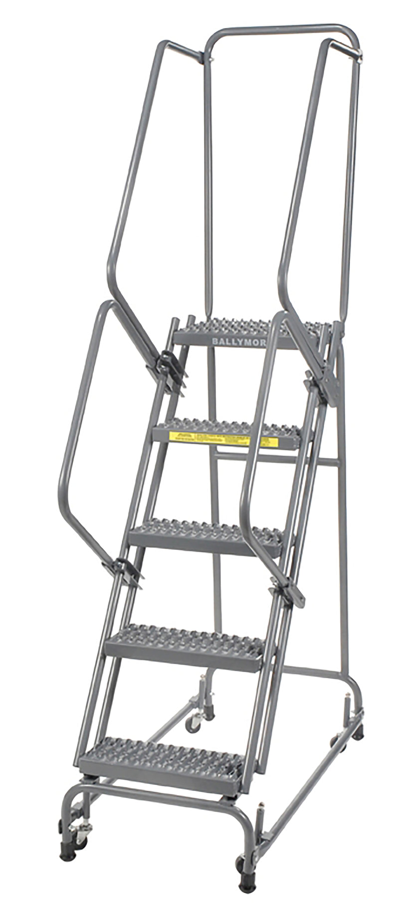 Spring Loaded Caster Ladder - 5 Step, Handrails - Ballymore